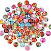 100Pcs Flower Printed Glass Cabochons GGLA-SZ0001-19-1