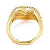 Enamel Heart Adjustable Ring with Clear Cubic Zirconia RJEW-Q781-01G-04-3