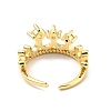 Cubic Zirconia Crown Open Cuff Ring RJEW-E046-11G-2