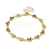 Rack Plating Brass Micro Pave Cubic Zirconia Heart Link Chain Bracelets for Women BJEW-P323-09G-07-1