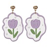 6 Pair 6 Style Acrylic Flower Dangle Stud Earrings EJEW-JE05471-4