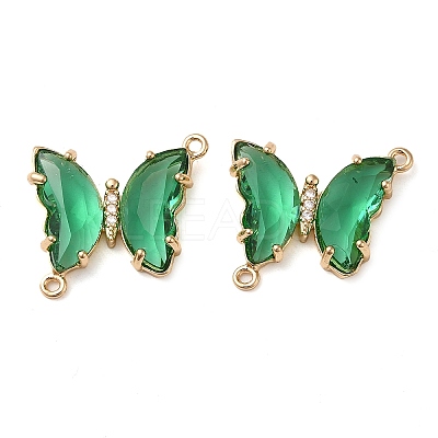 Brass Pave Faceted Glass Connector Charms FIND-Z020-04K-1