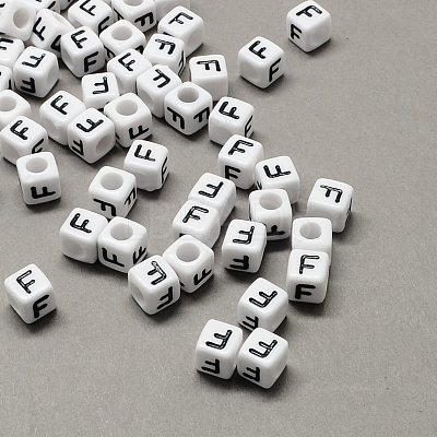 Large Hole Acrylic Letter European Beads SACR-Q103-8mm-01F-1