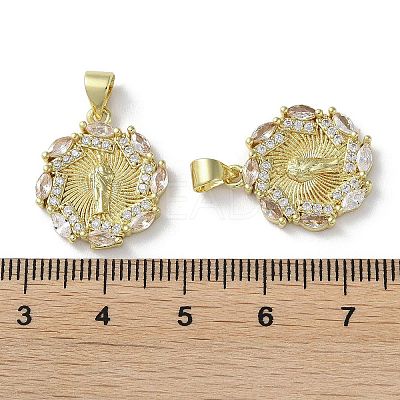 Rack Plating Brass Cubic Zirconia Pendants KK-M272-03G-1