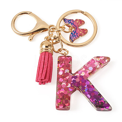 Alloy Resin Butterfly Keychains KEYC-TADJ0002-02G-K-1