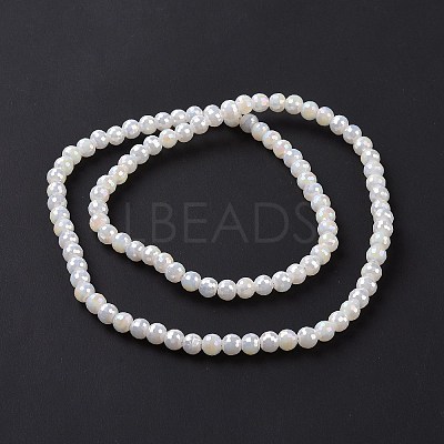 Electroplate Opaque Solid Color Glass Beads Strands GLAA-E036-10E-1