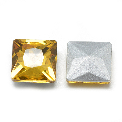 Pointed Back Glass Rhinestone Cabochons RGLA-T027-14x14mm-22-1