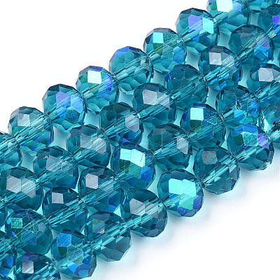 Electroplate Glass Beads Strands X-EGLA-A034-T8mm-L25-1