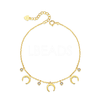 S925 Sterling Silver Cubic Zirconia Round Moon Charm Bracelet NF9907-1