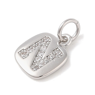Rack Plating Brass Micro Pave CLear Cubic Zirconia Charms KK-E110-14P-N-1