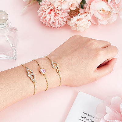 3Pcs 3 Styles Brass Slider Bracelet Sets BJEW-GA00001-1
