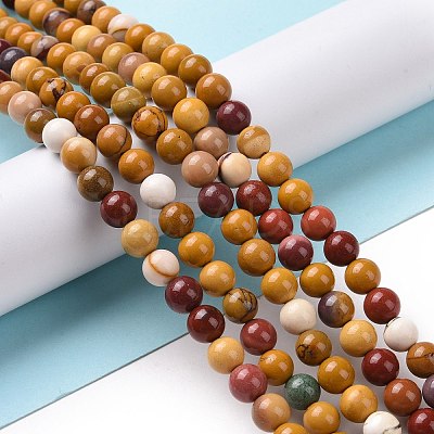 Natural Mookaite Round Bead Strands G-P072-34-6mm-1
