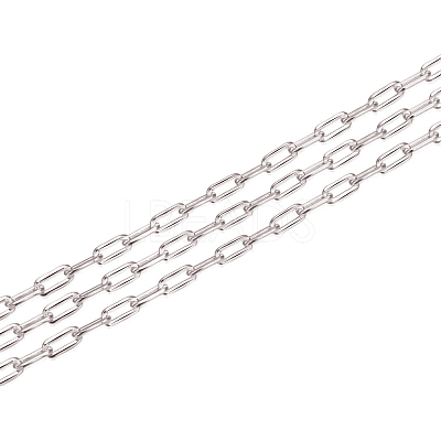 Anti-Tarnish Rhodium Plated 925 Sterling Silver Paperclip Chains STER-WH0011-07P-1