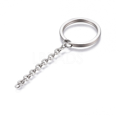 Tarnish Resistant 304 Stainless Steel Split Key Ring Clasps STAS-L226-009C-1