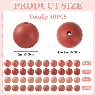 40Pcs 4 Colors Round Silicone Focal Beads SIL-TAD0001-02G-1