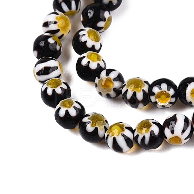 Round Millefiori Glass Beads Strands X-LK-P001-31-1