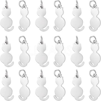 20Pcs 201 Stainless Steel Kitten Pendants STAS-UN0035-50-1