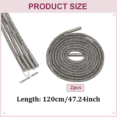 Rubber Rhinestone Shoelaces AJEW-WH0752-498A-1