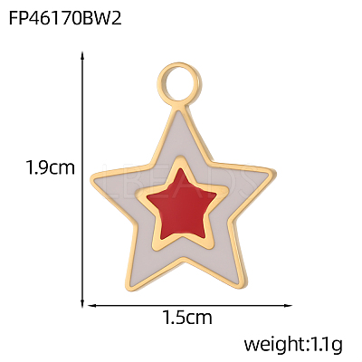 304 Stainless Steel Enamel Pendants STAS-OY013-60G-1