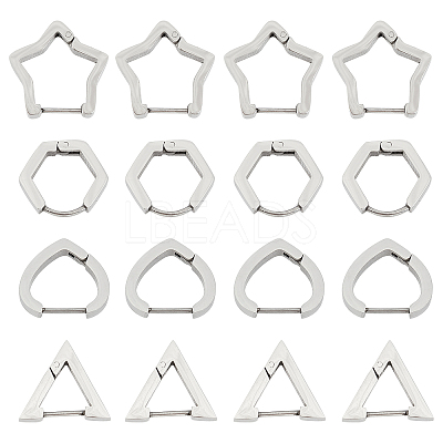 8Pairs 4 Styles 304 Stainless Steel Huggie Hoop Earrings STAS-UN0021-60P-1