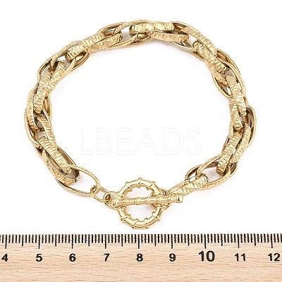 Textured 304 Stainless Steel Double Link Chain Bracelets for Women BJEW-P391-01C-G-1