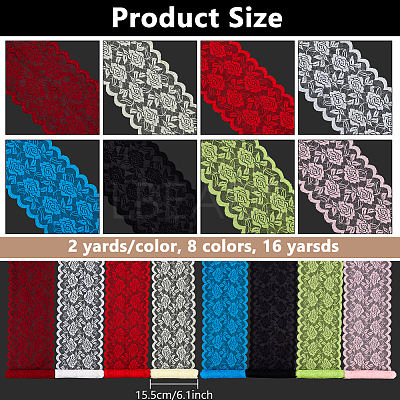 16 Yards 8 Colors Nylon Lace Trim OCOR-NB0002-67-1