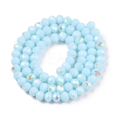 Electroplate Opaque Solid Color Glass Beads Strands EGLA-A044-P8mm-L06-1