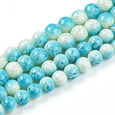 Transparent Baking Paint Glass Beads Strands X-DGLA-N009-8mm-05-1