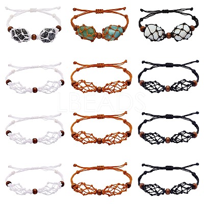 12Pcs Adjustable Braided Nylon Cord Macrame Pouch Bracelet Making AJEW-SW00010-02-1