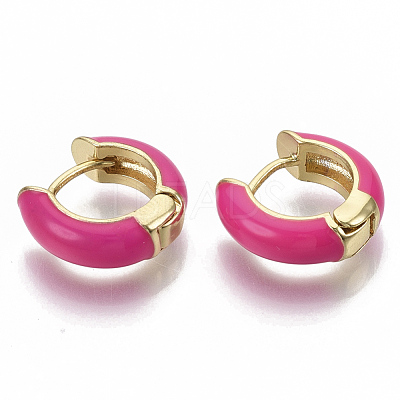 Brass Huggie Hoop Earrings EJEW-S209-01-1