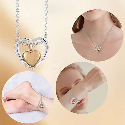 1Pc 304 Stainless Steel Heart Pendant Urn Ashes Necklaces NJEW-CN0001-19GP-1