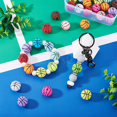 30Pcs Sport Theme Resin Rhinestone Beads RESI-TA0003-96C-1