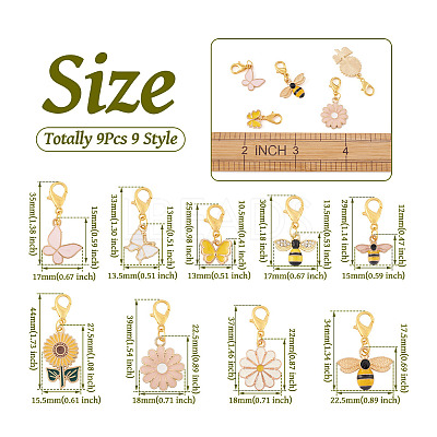 9Pcs 9 Style Alloy Enamel Pendant Decoration HJEW-CD0001-01-1