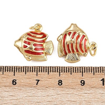 Brass Enamel Fish Pendants KK-I377-05G-B-1