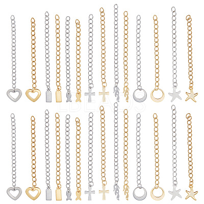 28Pcs 14 Style 304 Stainless Steel Chain Extender STAS-PH0004-70-1