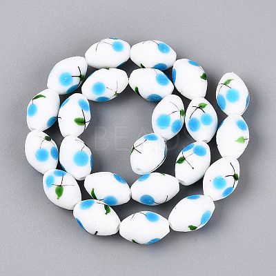 Frosted Handmade Lampwork Beads Strands LAMP-N037-03B-1