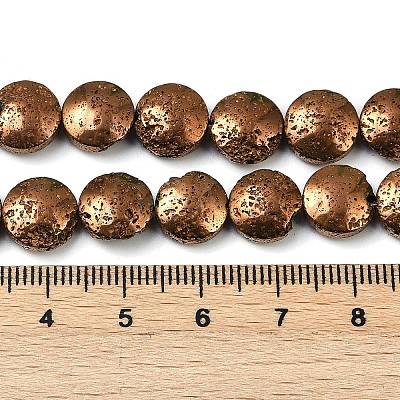 Electroplated Natural Lava Rock Beads Strands G-K388-01B-1
