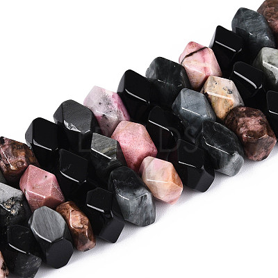 Natural Rhodonite & Eagle Eye & Obsidian Beads Strands G-N358-01A-03-1