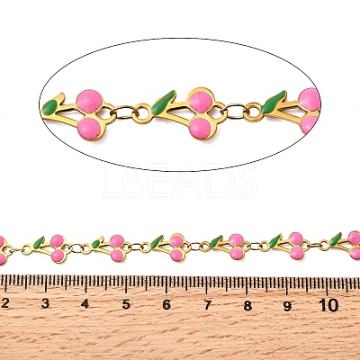 Ion Plating(IP) 304 Stainless Steel Enamel Cherry Link Chains CHS-Z003-01G-07-1