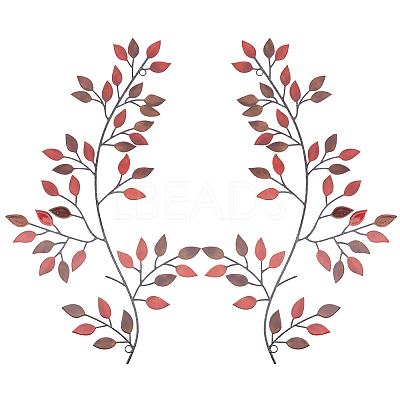 Iron Leaves Branch Wall Decorations AJEW-WH0513-30B-1