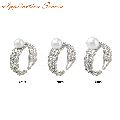 Rack Plating Heart Brass Micro Pave Cubic Zirconia Open Cuff Ring Settings KK-Z071-26P-1