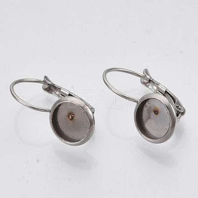Tarnish Resistant Flat Round Tray Smooth Surface 304 Stainless Steel Leverback Earring Findings STAS-R065-64-1