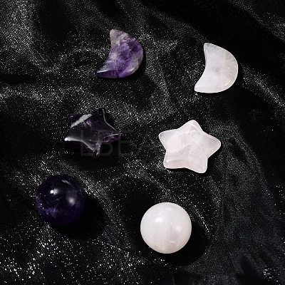 Natural Gemstone Healing Moon & Star & Round Ornaments AJEW-FS0001-12B-1