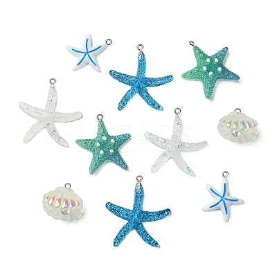 30Pcs 5 Styles Opaque Resin Pendants RESI-CJ0004-91-1