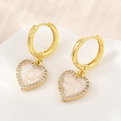 Brass Micro Pave Cubic Zirconia Hoop Dangle Earrings KK-CBA8324-16G-1