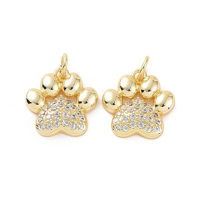 Rack Plating Brass Micro Pave Cubic Zirconia Charms KK-C008-36G-1
