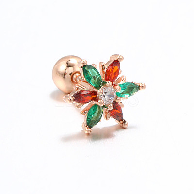 Snowflake Brass Cubic Zirconia Stud Earrings FS-WGD4C14-05-1