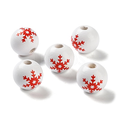 Printed Wood European Beads WOOD-Z002-08E-1