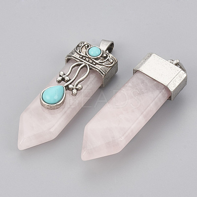 Natural Rose Quartz Pendants G-S292-05E-1