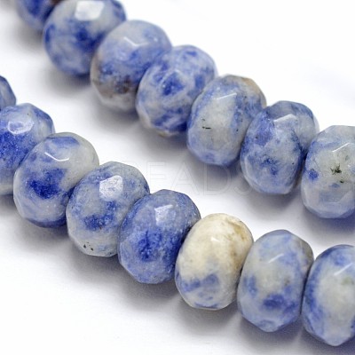 Faceted Natural Blue Spot Jasper Rondelle Beads Strands X-G-K090-05-1